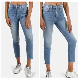 RE/DONE High Rise Button Fly Ankle Crop